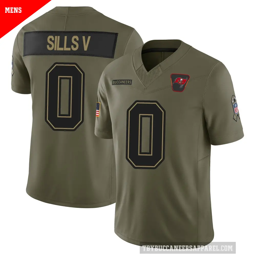 Men's Tampa Bay Buccaneers ＃0 David Sills V Olive Limited 2025 Salute to Service Jersey