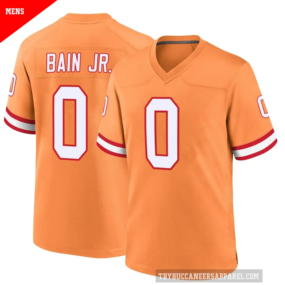 Men's Tampa Bay Buccaneers ＃0 Rueben Bain Jr. Orange Game Throwback Jersey