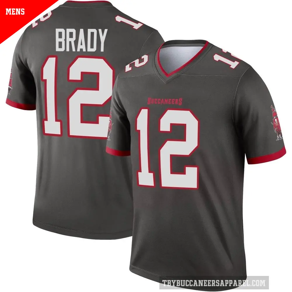 Men's Tampa Bay Buccaneers ＃12 Tom Brady Legend Pewter Alternate Jersey