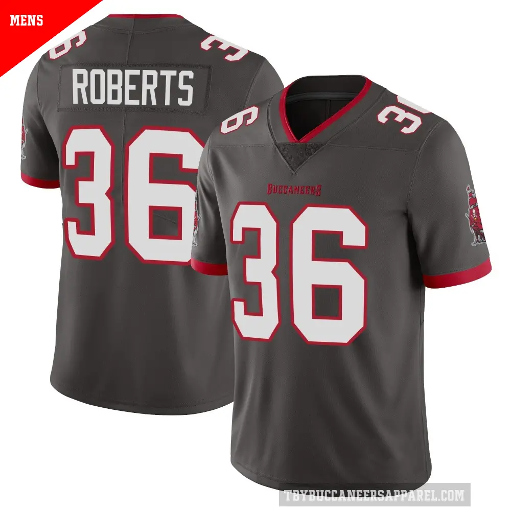 Men's Tampa Bay Buccaneers ＃36 JJ Roberts Limited Pewter Alternate Vapor Jersey