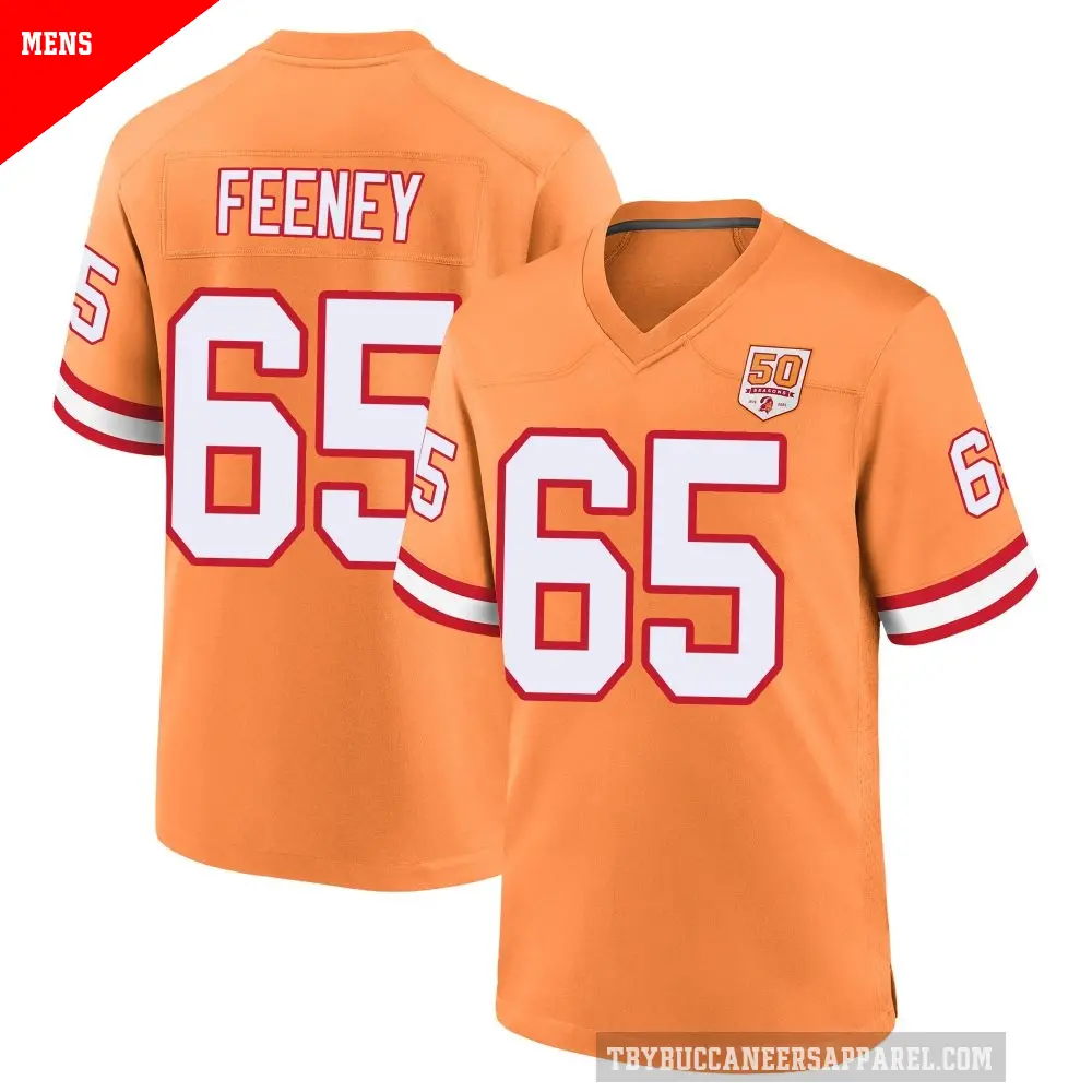 Men's Tampa Bay Buccaneers ＃65 Dan Feeney Cream Game sicle 50th Season Jersey