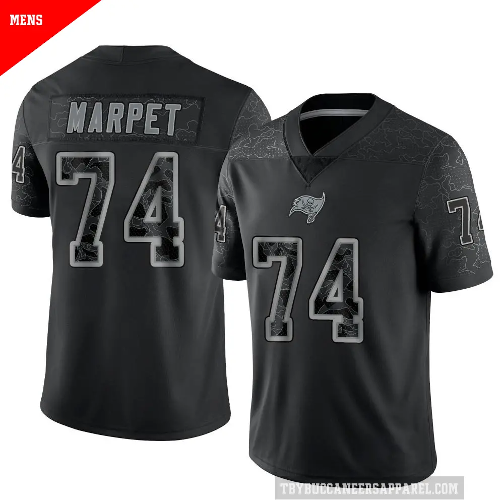Men's Tampa Bay Buccaneers ＃74 Ali Marpet Black Limited Reflective Jersey