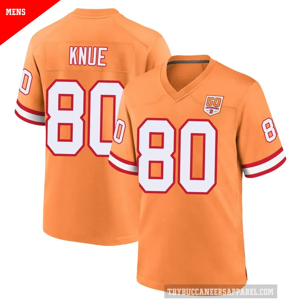 Men's Tampa Bay Buccaneers ＃80 Tanner Knue Cream Game sicle 50th Season Jersey