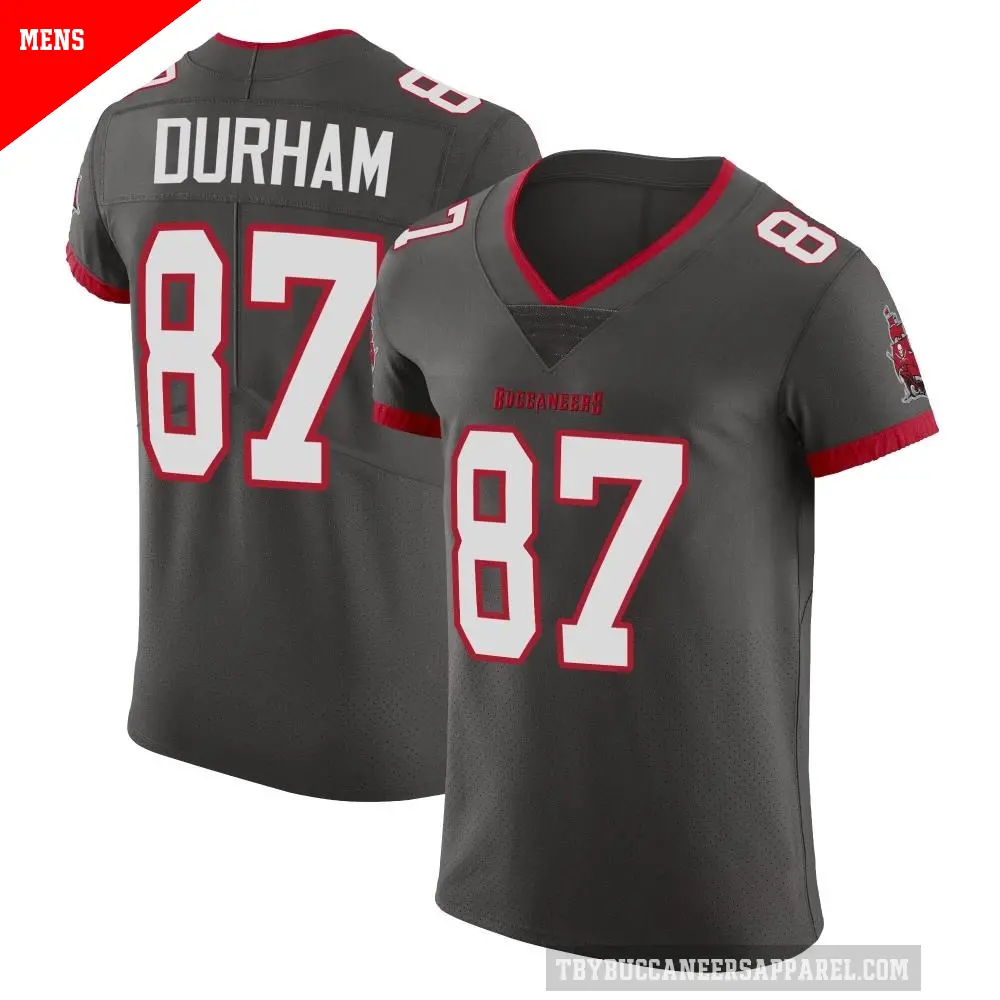 Men's Tampa Bay Buccaneers ＃87 Payne Durham Elite Pewter Alternate Vapor Jersey