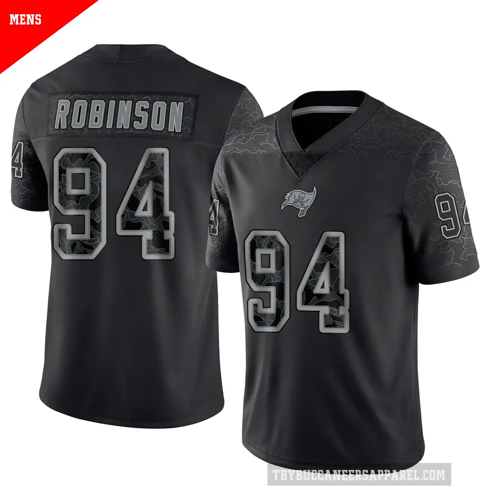 Men's Tampa Bay Buccaneers ＃94 A'Shawn Robinson Black Limited Reflective Jersey