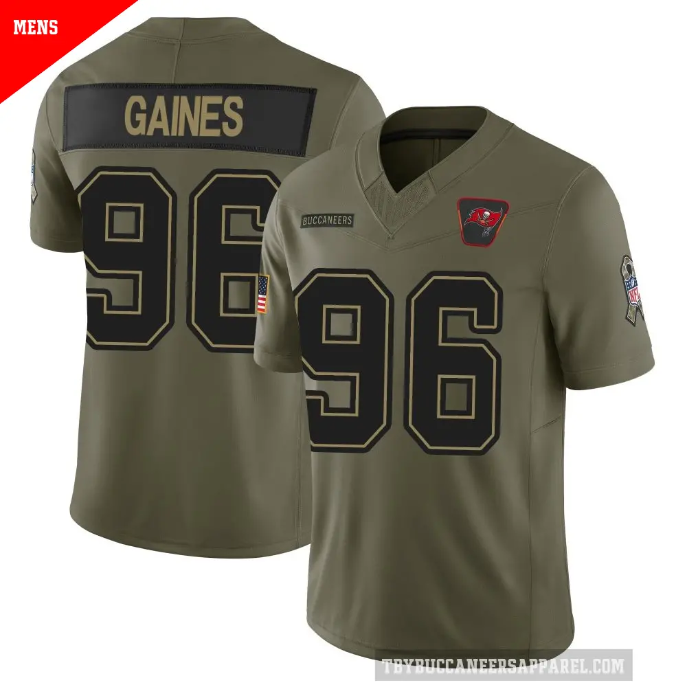 Men's Tampa Bay Buccaneers ＃96 Greg Gaines Olive Limited 2025 Salute to Service Jersey