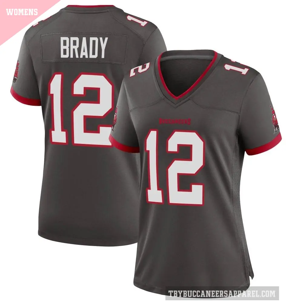 Women's Tampa Bay Buccaneers ＃12 Tom Brady Game Pewter Alternate Jersey