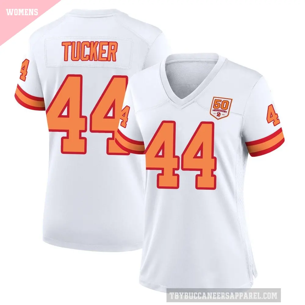 Women's Tampa Bay Buccaneers ＃44 Sean Tucker White Game '76 50th Season Jersey