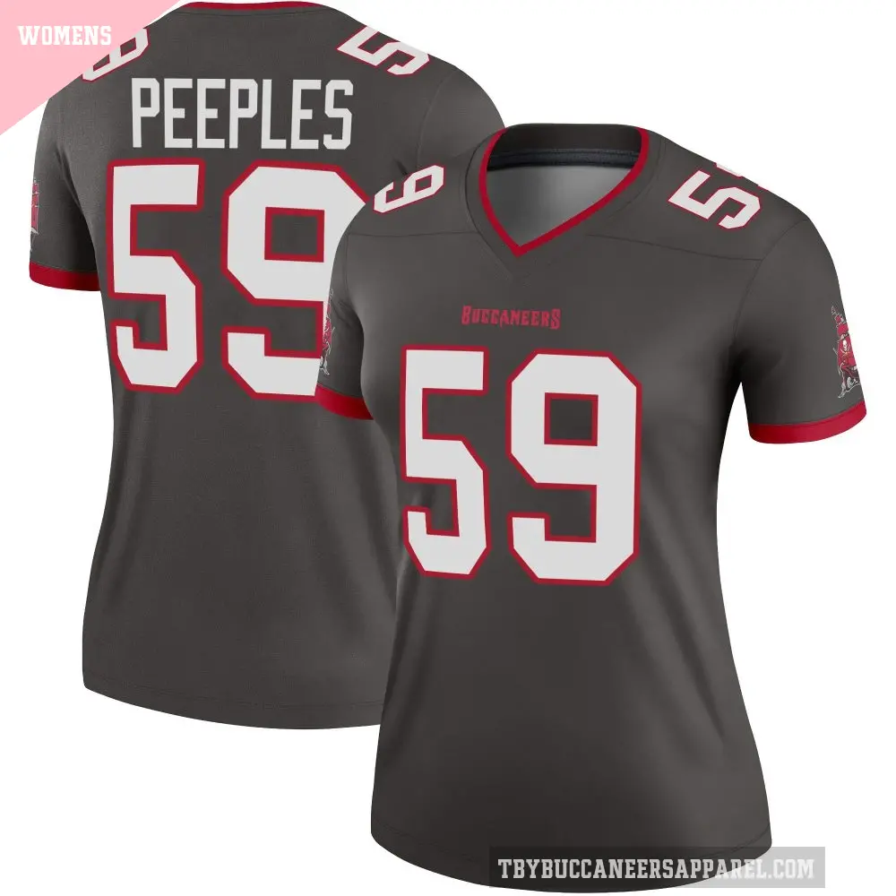 Women's Tampa Bay Buccaneers ＃59 Warren Peeples Legend Pewter Alternate Jersey