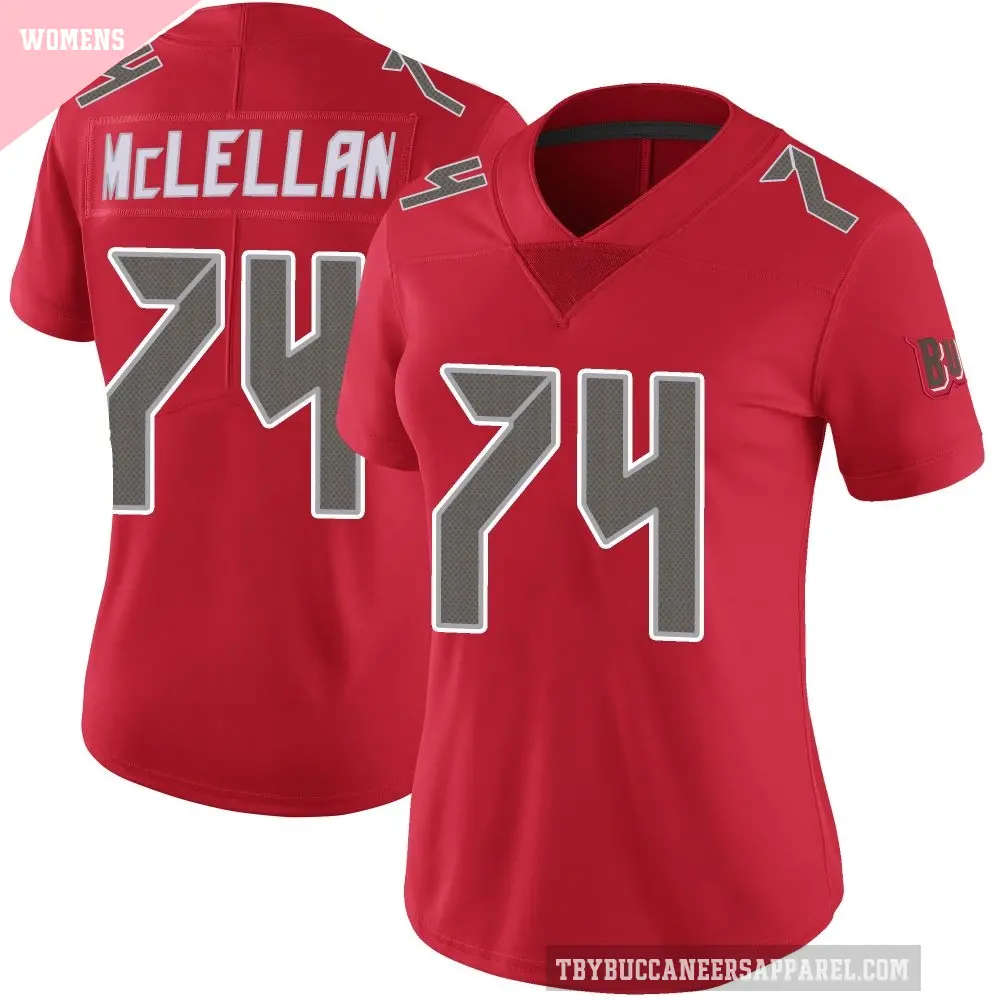 Women's Tampa Bay Buccaneers ＃74 Tyler McLellan Red Limited Color Rush Jersey