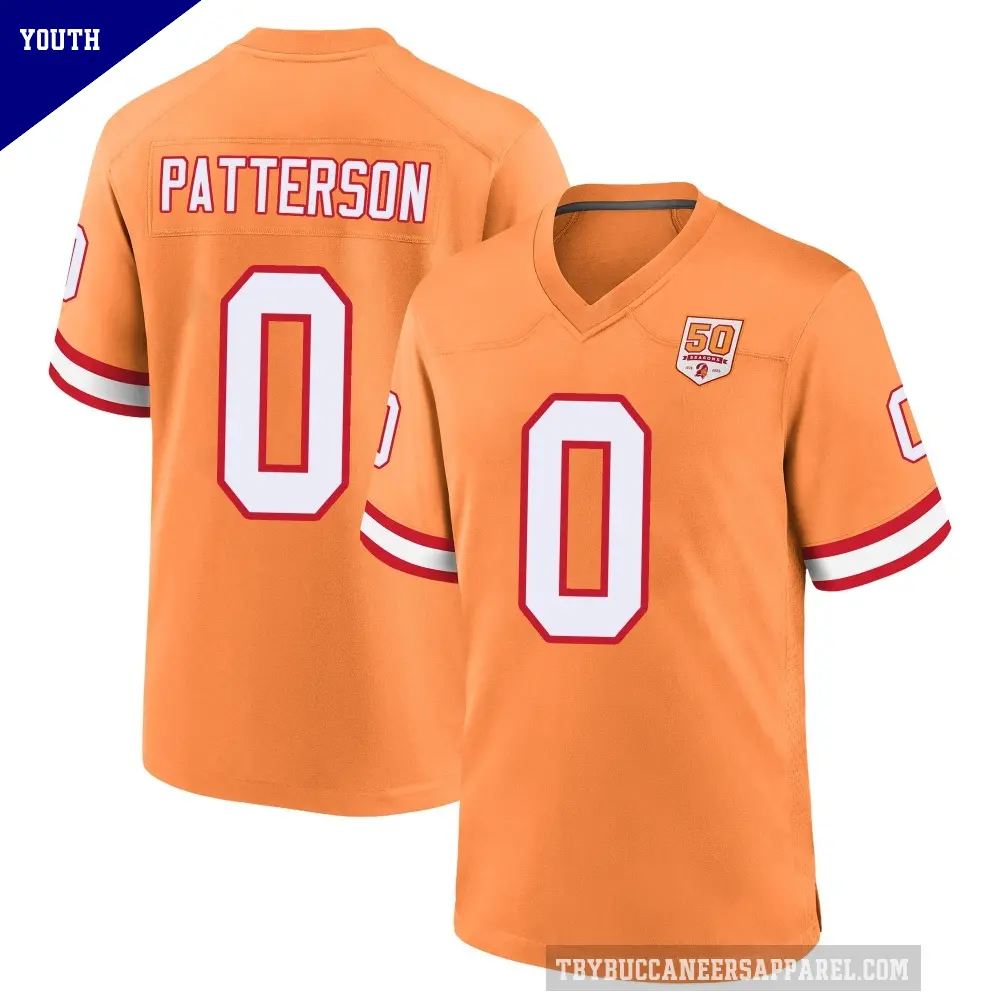 Youth Tampa Bay Buccaneers ＃0 Dean Patterson Cream Game sicle 50th Season Jersey