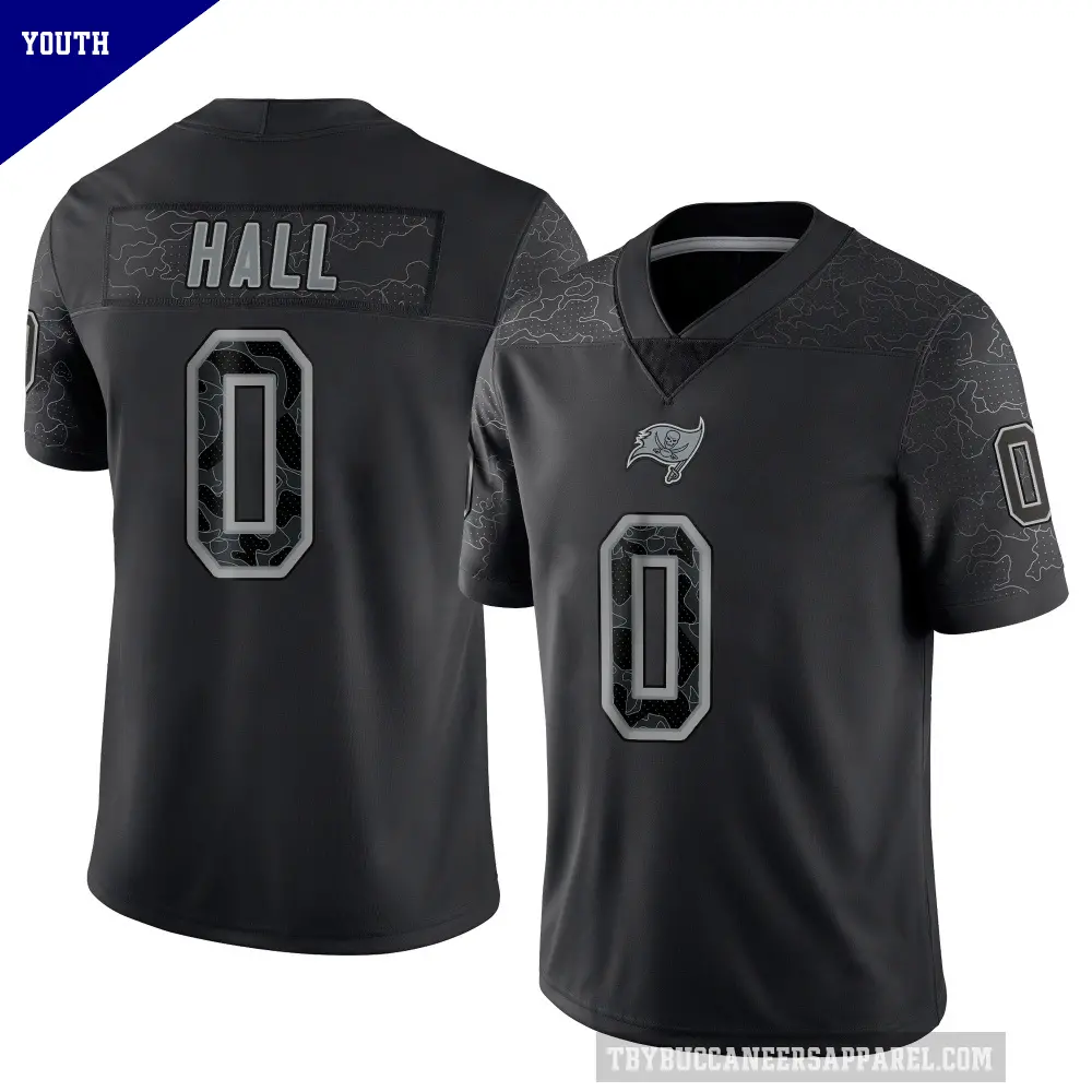 Youth Tampa Bay Buccaneers ＃0 Kemon Hall Black Limited Reflective Jersey