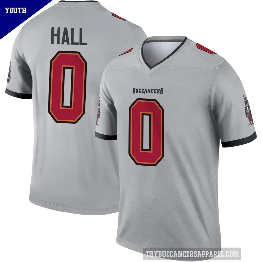 Youth Tampa Bay Buccaneers ＃0 Kemon Hall Gray Legend Inverted Jersey