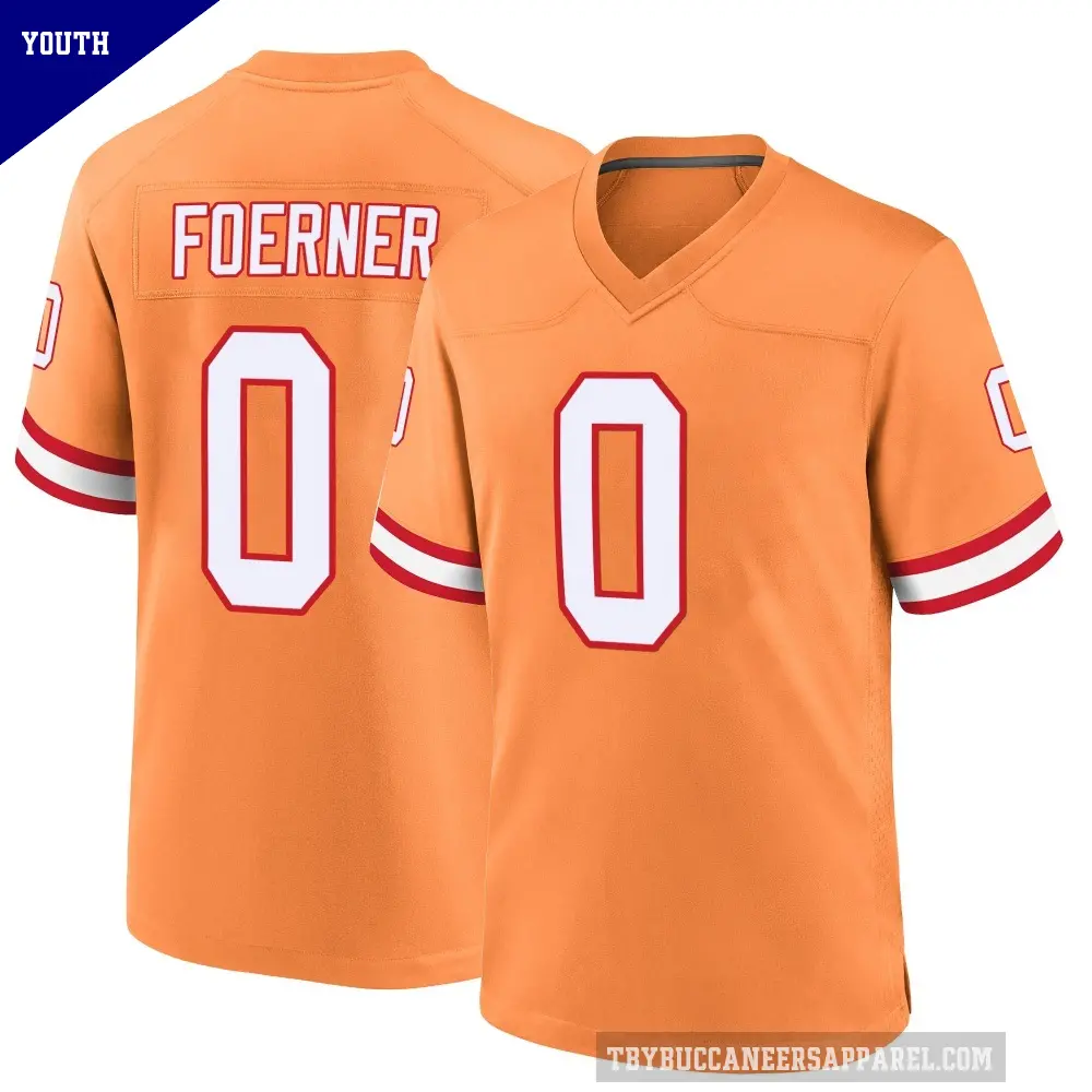 Youth Tampa Bay Buccaneers ＃0 Marshall Foerner Orange Game Throwback Jersey