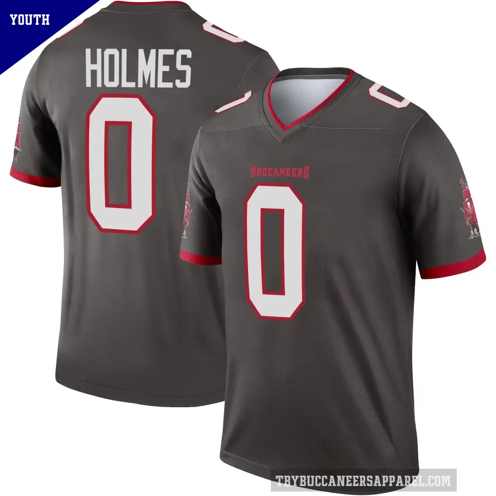 Youth Tampa Bay Buccaneers ＃0 Yasir Holmes Legend Pewter Alternate Jersey