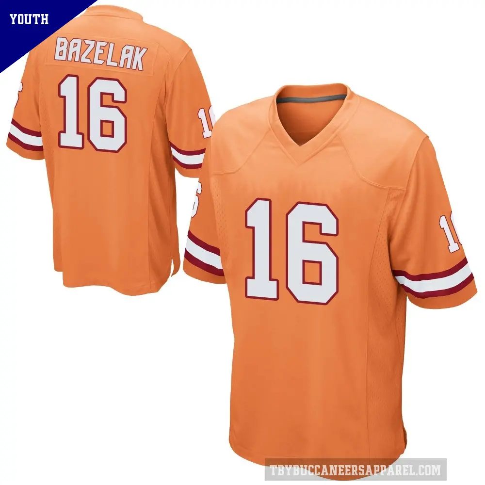 Youth Tampa Bay Buccaneers ＃16 Connor Bazelak Orange Game Alternate Jersey