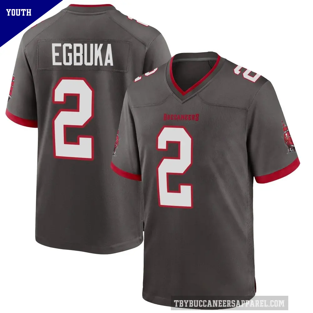 Youth Tampa Bay Buccaneers ＃2 Emeka Egbuka Game Pewter Alternate Jersey