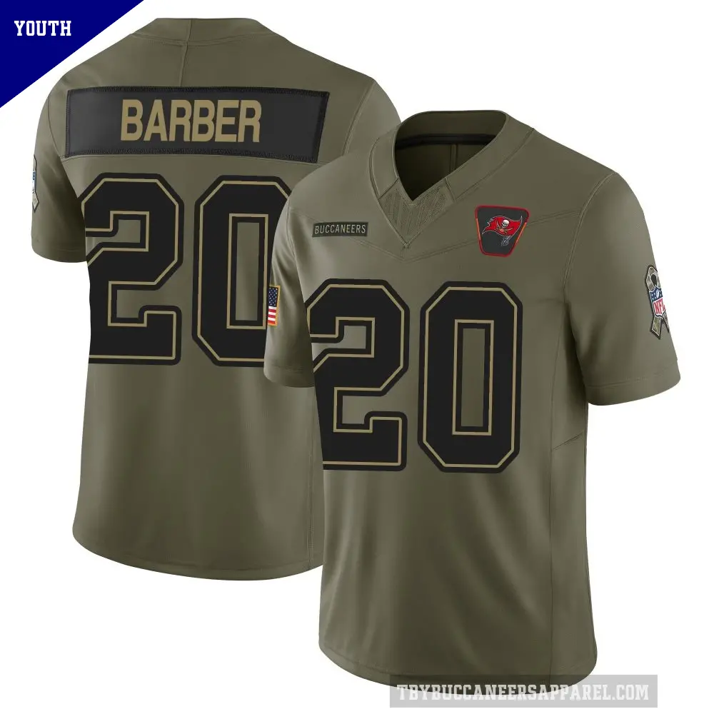 Youth Tampa Bay Buccaneers ＃20 Ronde Barber Olive Limited 2025 Salute to Service Jersey