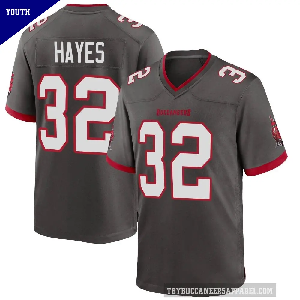 Youth Tampa Bay Buccaneers ＃32 Josh Hayes Game Pewter Alternate Jersey