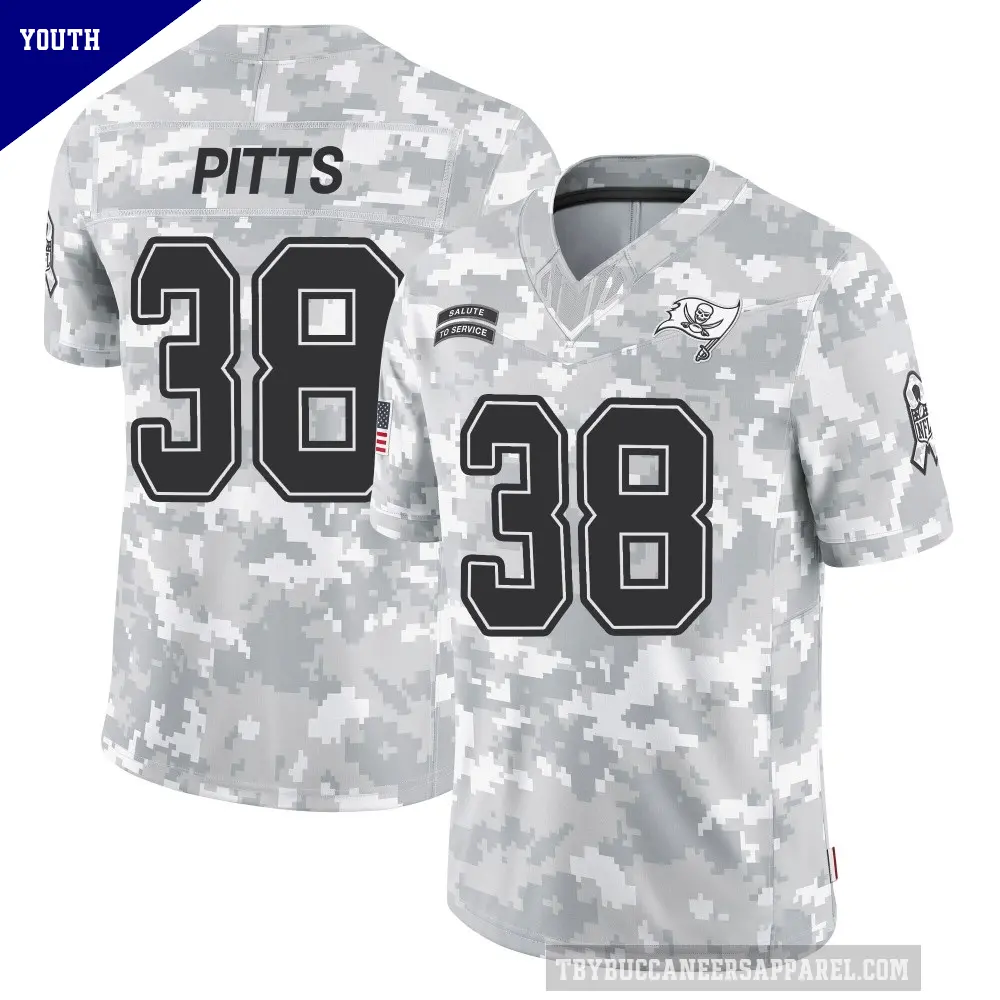 Youth Tampa Bay Buccaneers ＃38 Derrek Pitts Arctic Camo Limited 2024 Salute to Service Jersey