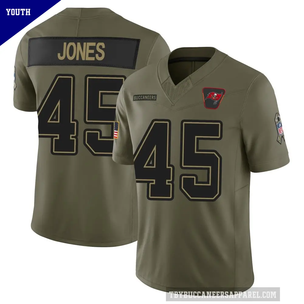 Youth Tampa Bay Buccaneers ＃45 Deion Jones Olive Limited 2025 Salute to Service Jersey