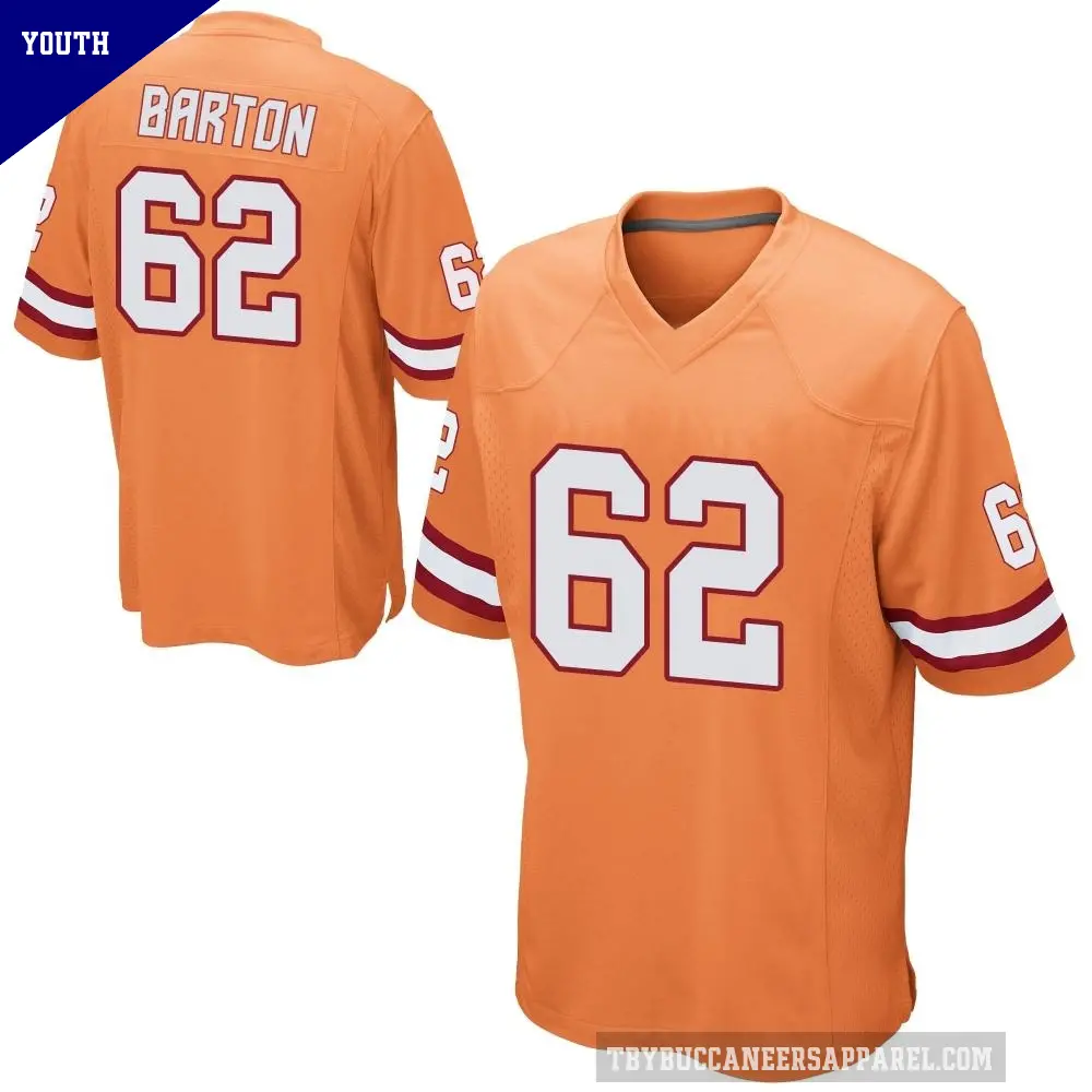 Youth Tampa Bay Buccaneers ＃62 Graham Barton Orange Game Alternate Jersey
