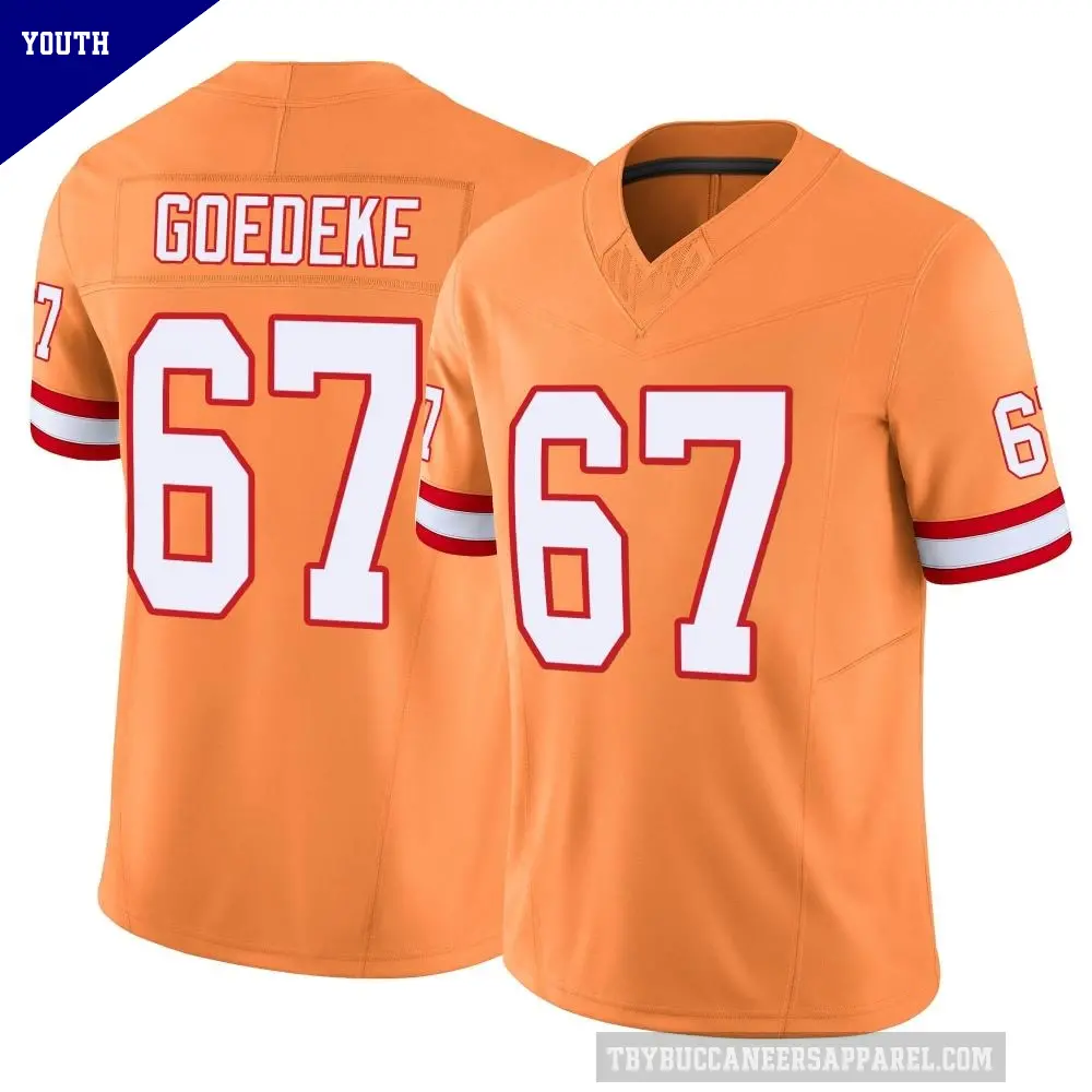 Youth Tampa Bay Buccaneers ＃67 Luke Goedeke Orange Limited Vapor F.U.S.E. Jersey