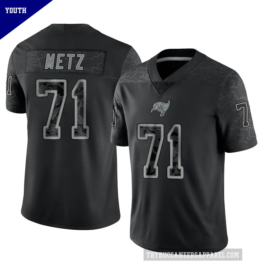 Youth Tampa Bay Buccaneers ＃71 Lorenz Metz Black Limited Reflective Jersey