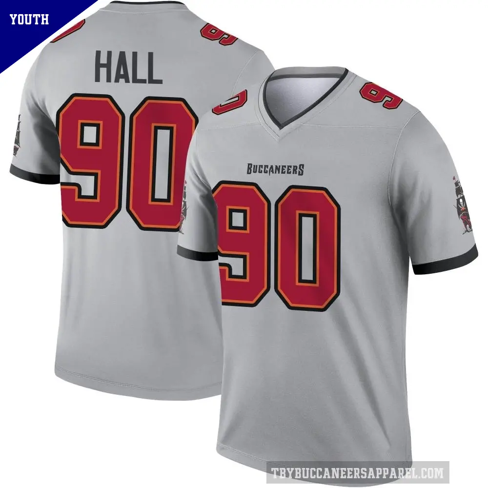 Youth Tampa Bay Buccaneers ＃90 Logan Hall Gray Legend Inverted Jersey