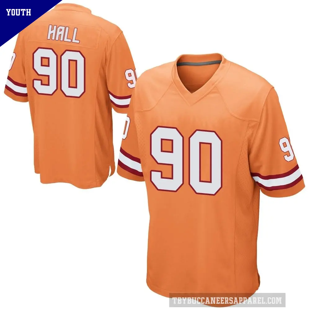 Youth Tampa Bay Buccaneers ＃90 Logan Hall Orange Game Alternate Jersey
