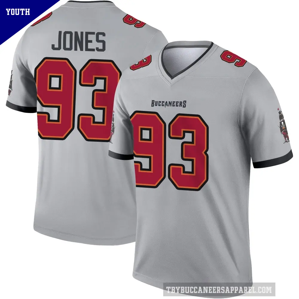 Youth Tampa Bay Buccaneers ＃93 Jayson Jones Gray Legend Inverted Jersey