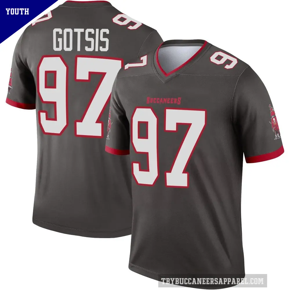 Youth Tampa Bay Buccaneers ＃97 Adam Gotsis Legend Pewter Alternate Jersey